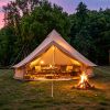 13.1FT Oxford Bell Tent for Family Camping Spacious Yurt Tent with Stove Jack, 4 Season Glamping Shelter, Waterproof Oxford Hot Tent for 4-8 People