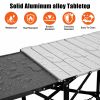 Folding Camping Kitchen Table with Lamp Post, Portable Outdoor Cooking Station with Heat Resistant Top, 4 Side Tables & Lower Storage Rack for Picnic,