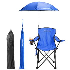 Camping Chair with Umbrella Lightweight Foldable Outdoor Chair with Cup Holder Detachable Sun Canopy Carrying Bag 330LBS Max Load for Beach Picnic Tra (Option: RoyalBlue)