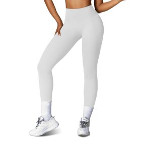 4 Sizes-5 Colors Option -- 1Pc Women's High Waist Workout Leggings Tummy Control Compression Yoga Tight Pants Gym Pants Athletic Running Leggings With (Option: S-Pearl Grey)