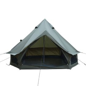 9.8FT Oxford Bell Tent for Family Camping Spacious Yurt Tent with Stove Jack, 4 Season Glamping Shelter, Waterproof Oxford Hot Tent for 3-4 People (Option: DarkGreen_9.8FT)