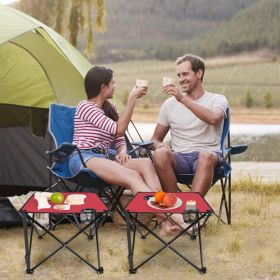 1Pc 2Pc Options Foldable Camping Table Portable Picnic Table Lightweight Travel Desk With 2 Cup Holders Carrying Bag Color Options Black Orange Green (Option: 2 Set-Red)