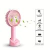 Mini Portable Fan; Mute USB Mini Handheld Fan; Cute Design 3 Speed Small Desk Fan With Base; Makeup Rechargeable Fan For Stylish Girl Women; Small Han