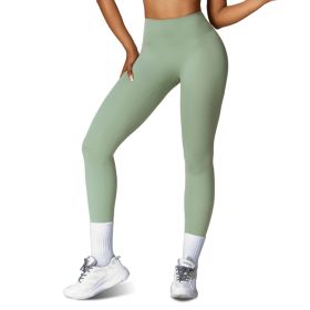 4 Sizes-5 Colors Option -- 1Pc Women's High Waist Workout Leggings Tummy Control Compression Yoga Tight Pants Gym Pants Athletic Running Leggings With (Option: S-Green)