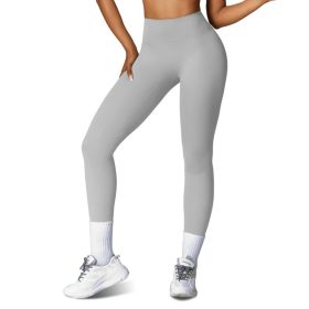 4 Sizes-5 Colors Option -- 1Pc Women's High Waist Workout Leggings Tummy Control Compression Yoga Tight Pants Gym Pants Athletic Running Leggings With (Option: S-Grey)